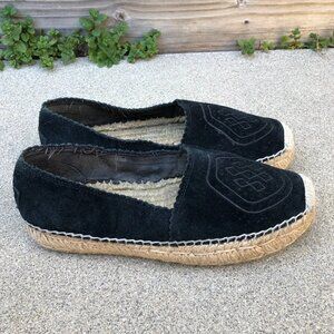 UGG AUSTRALIA Heidi Espadrilles Shoes 9 Women's Leather Suede Black Loafers